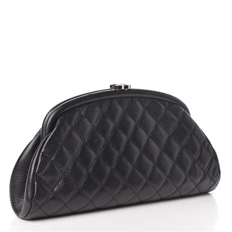 Chanel 18S Black Quilted Caviar Timeless Flap Clutch 